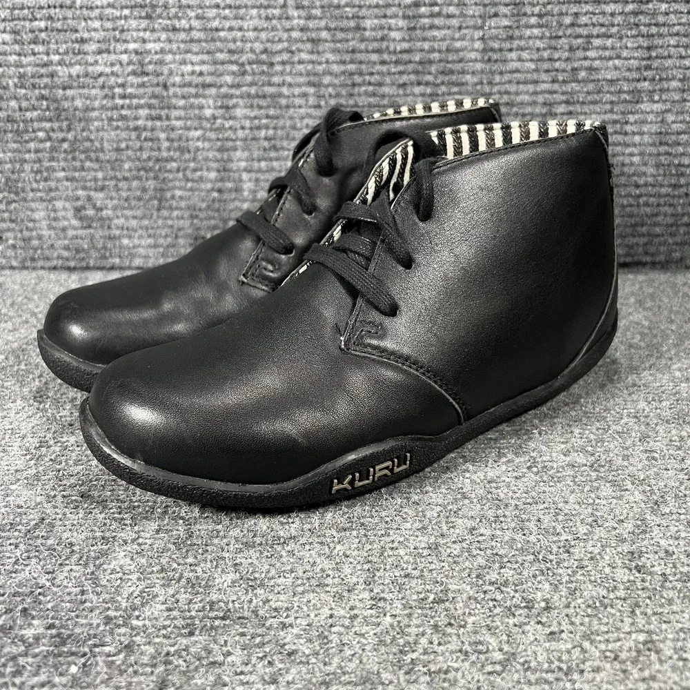 KURU Shoes Mens Size 7 Black Leather Chukka Comfort Casual Sneakers 100911‎